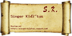 Singer Klétus névjegykártya
